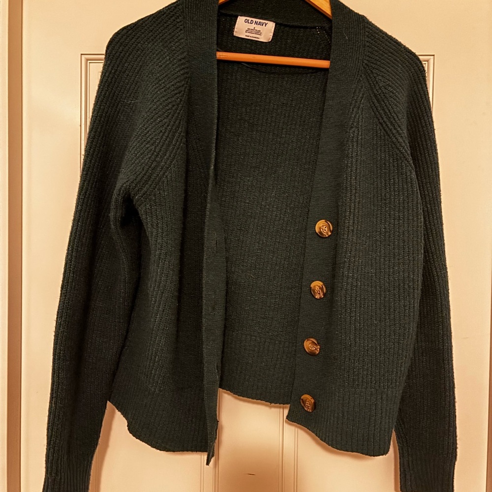 Old Navy Green Cardigan Open Front Knitted Style